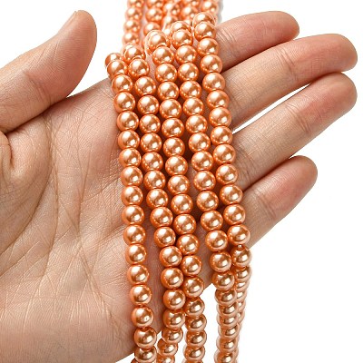 Eco-Friendly Dyed Glass Pearl Bead Strands HY-A008-6mm-RB113-1