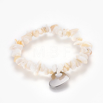 Natural Spiral Shell Stretch Bracelets BJEW-JB04117-1