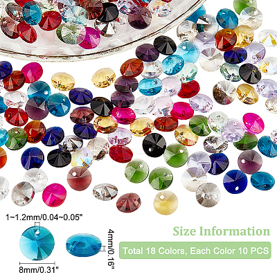  180Pcs 18 Colors Glass Charms RGLA-NB0001-05-1