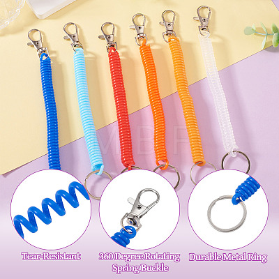 6Pcs Plastic Spiral Retractable Spring Coil Keychains KEYC-TA0004-83-1