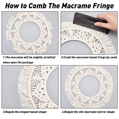  2 Sets 2 Styles Cotton Mini Wall Mirror with Macrame Fringe HJEW-PH0001-39-1
