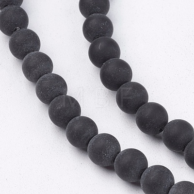 Natural Black Stone Bead Strands G-R193-01-4mm-1
