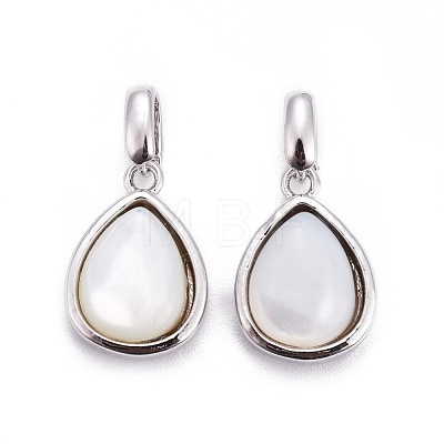 Natural White Shell Mother of Pearl Shell Charms BSHE-F011-03A-P-1