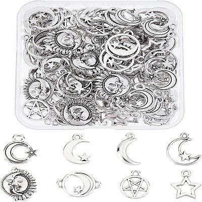 96Pcs 8 Style Tibetan Style Alloy Pendants TIBE-FH0001-15-1