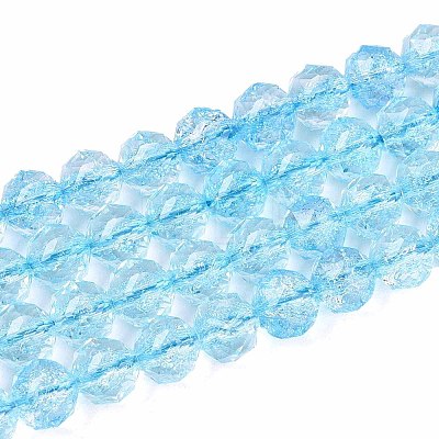 Crackle Transparent Glass Beads Strands GLAA-N063-8mm-02-1