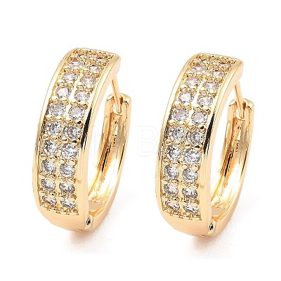 Brass Micro Pave Cubic Zirconia Hoop Earrings EJEW-D078-15KCG-1