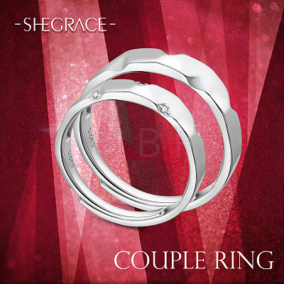 SHEGRACE 925 Sterling Silver Adjustable Couple Rings JR715A-1