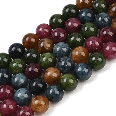 Natural Green Jade Imitation Tourmaline Beads Strands G-B046-08D-12mm-1