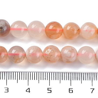 Natural Cherry Blossom Agate Beads Strands G-B130-8mm-02-1