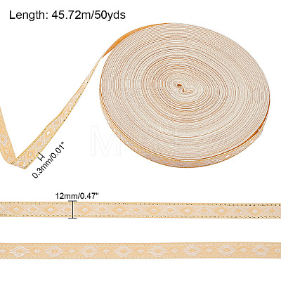 Polyester Rhombus Jacquard Ribbons OCOR-WH0078-128B-1