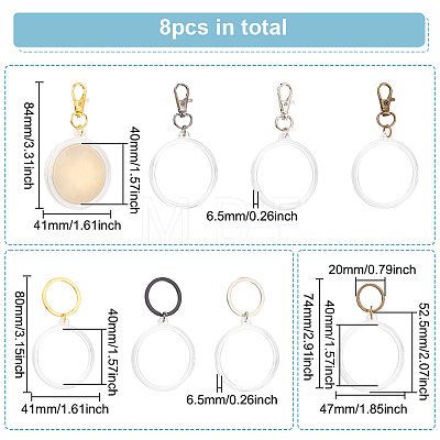 2 Sets 2 Style Commemorative Coin Acrylic Pendant Keychain Sets KEYC-FG0001-08-1