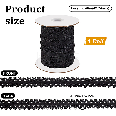 40M Nylon Elastic Double Edged Picot Lace Ribbons OCOR-WH0101-47A-1