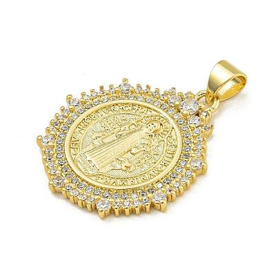 Rack Plating Brass Pave Cubic Zirconia Pendants KK-U029-06G-1