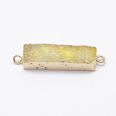 Electroplated Natural Druzy Agate Links/Connectors G-G656-02C-1