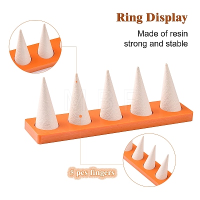 Resin Artificial Marble Ring Finger Display Stands AJEW-I048-07-1