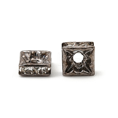 Brass Rhinestone Spacer Beads RB-A013-6x6-01B-NF-1