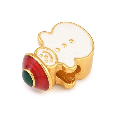 Christams Brass Enamel European Beads KK-F922-03D-G-1