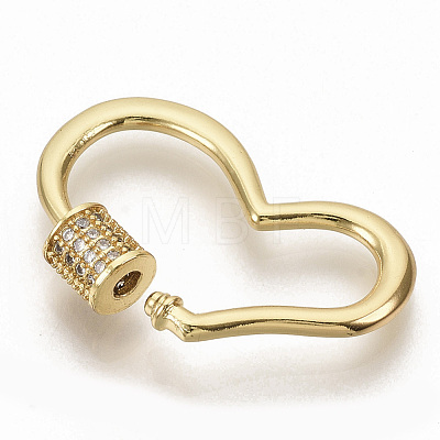 Brass Micro Pave Clear Cubic Zirconia Screw Carabiner Lock Charms ZIRC-S066-007-1