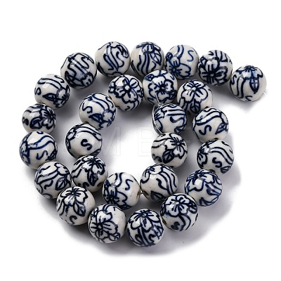 Handmade Blue and White Porcelain Beads Strands PORC-I027-04H-1