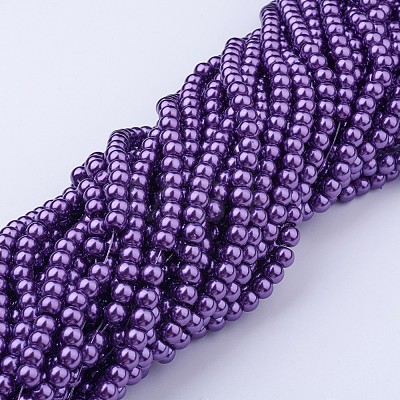 Glass Pearl Beads Strands X-HY-6D-B75-1