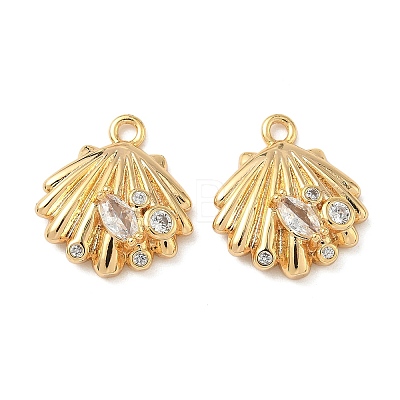 Ocean Brass Micro Pave Clear Cubic Zirconia Charms KK-B160-42G-07-1