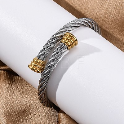 304 Stainless Steel Torque Bangles for Women BJEW-P310-18GP-1