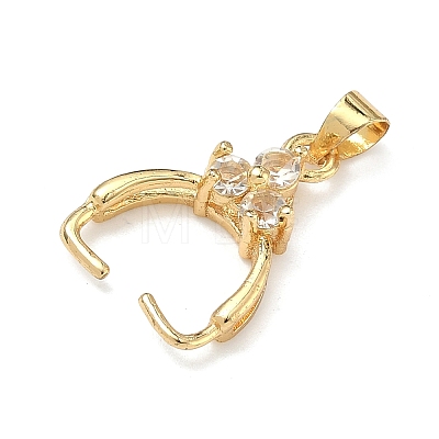 Brass Micro Pave Cubic Zirconia Ice Pick and Pinch Bails KK-G557-43G-1