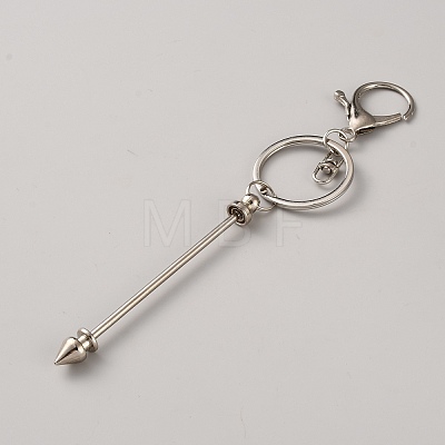 Zinc Alloy Bar Beadable Keychains Clasps KEYC-WH0030-86P-1