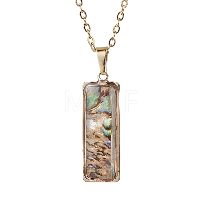 Natural Paua Shell Pendant Necklaces NJEW-JN05141-03-1