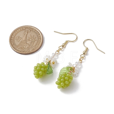 Yellow Green Grape Fruit Resin Dangle Earrings EJEW-JE05646-1