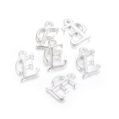 Silver Color Plated Alloy Letter Pendants PALLOY-J718-01S-E-1