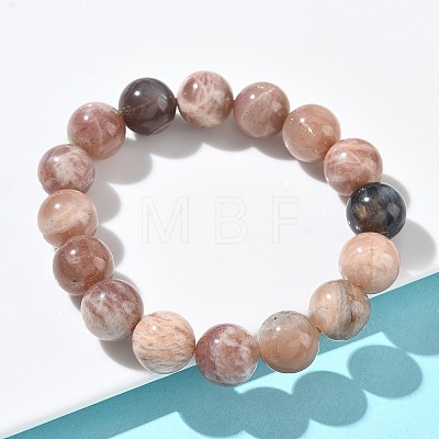 Natural Sunstone Round Beads Stretch Bracelets for Women BJEW-Z158-03A-01-1