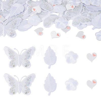 40Pcs 4 Styles Polyester Embroider Thread Iron on/Sew On Patches PATC-TA0001-45C-1