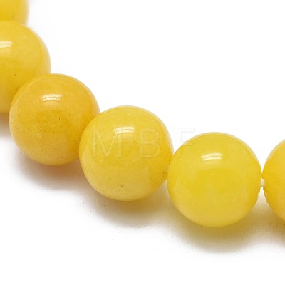 Natural Yellow Jade Bead Stretch Bracelets X-BJEW-K212-C-038-1