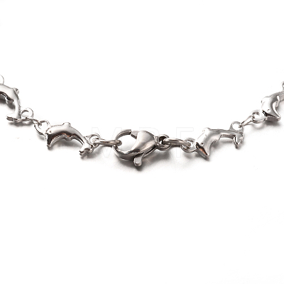304 Stainless Steel Dolphin Link Bracelets X-BJEW-O076-03P-1
