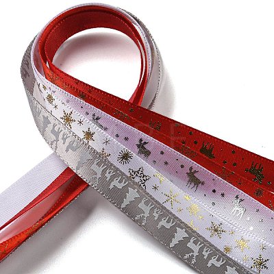 10M  5 Colors Hot Stamping Christmas Polyester Ribbons Set OCOR-Q026-02-1