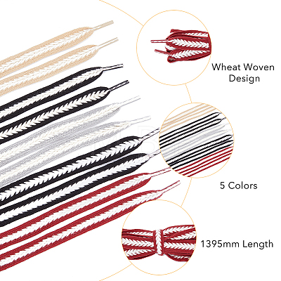 5 Pairs 5 Colors Two Tone Flat Polyester Braided Shoelaces DIY-FH0005-41A-02-1