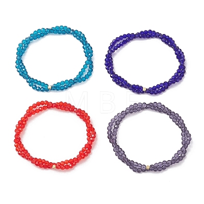 Transparent Glass Beads Multi-layered Stretch Beaded Bracelet for Women BJEW-JB12876-1