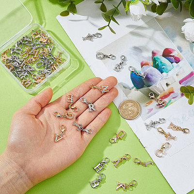52Pcs 2 Colors Alloy Rhinestone Pendant Decorations HJEW-FH00323-1