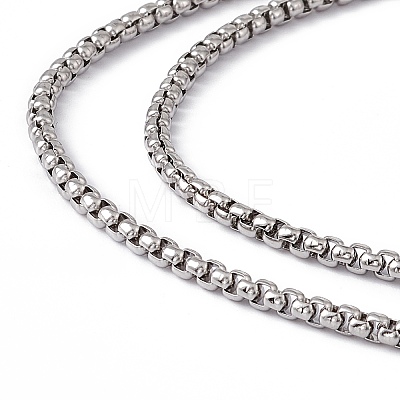 201 Stainless Steel Box Chain Necklace for Men Women NJEW-P268-A40-1X5-1