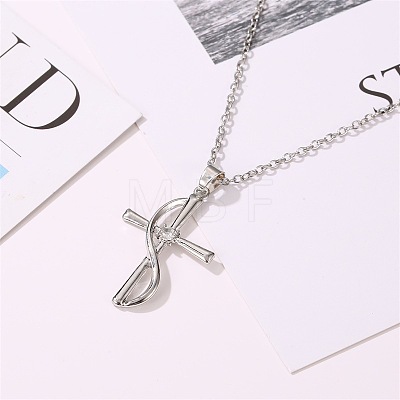 Cross Alloy Crystal Rhinestone Pendant Necklaces for Women Men WG08149-02-1