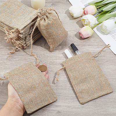 Linen Drawstring Bags ABAG-WH0032-120-1
