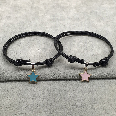 2Pcs Alloy Enamel Star Charm Couple Bracelets FS-WG0DE5C-02-1