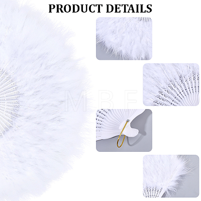Plastic & Feather Folding Fan AJEW-WH20130-171A-1
