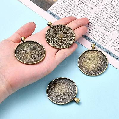 Tibetan Style Flat Round Alloy Big Pendant Cabochon Settings LS-X-TIBEP-Q049-09AB-NR-1