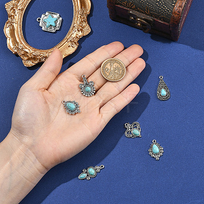 12Pcs 6 Styles Imitation Turquoise Resin Pendants FIND-SZ0019-78-1