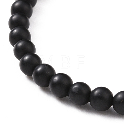 Natural Howlite & Black Agate(Dyed) Beaded Bracelets Sets BJEW-JB09045-1