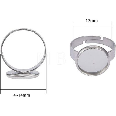 Unicraftale Adjustable 304 Stainless Steel Finger Rings Components STAS-UN0001-10-1