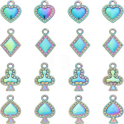 16Pcs 4 Style Rack Plating Rainbow Color Alloy Pendants FIND-CA0005-73-1