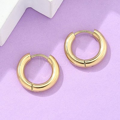 Ion Plating(IP) 304 Stainless Steel Huggie Hoop Earrings EJEW-F111-16mm-G-1